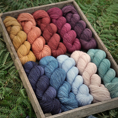 A skein of Strong & Shiny yarn weighing 100g in colorway Intuition - Positive Attitude which is globally multicolored